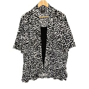 Southern Lady Women Open Front Cardigan Top Sz 3X Black White Abstract Geometric